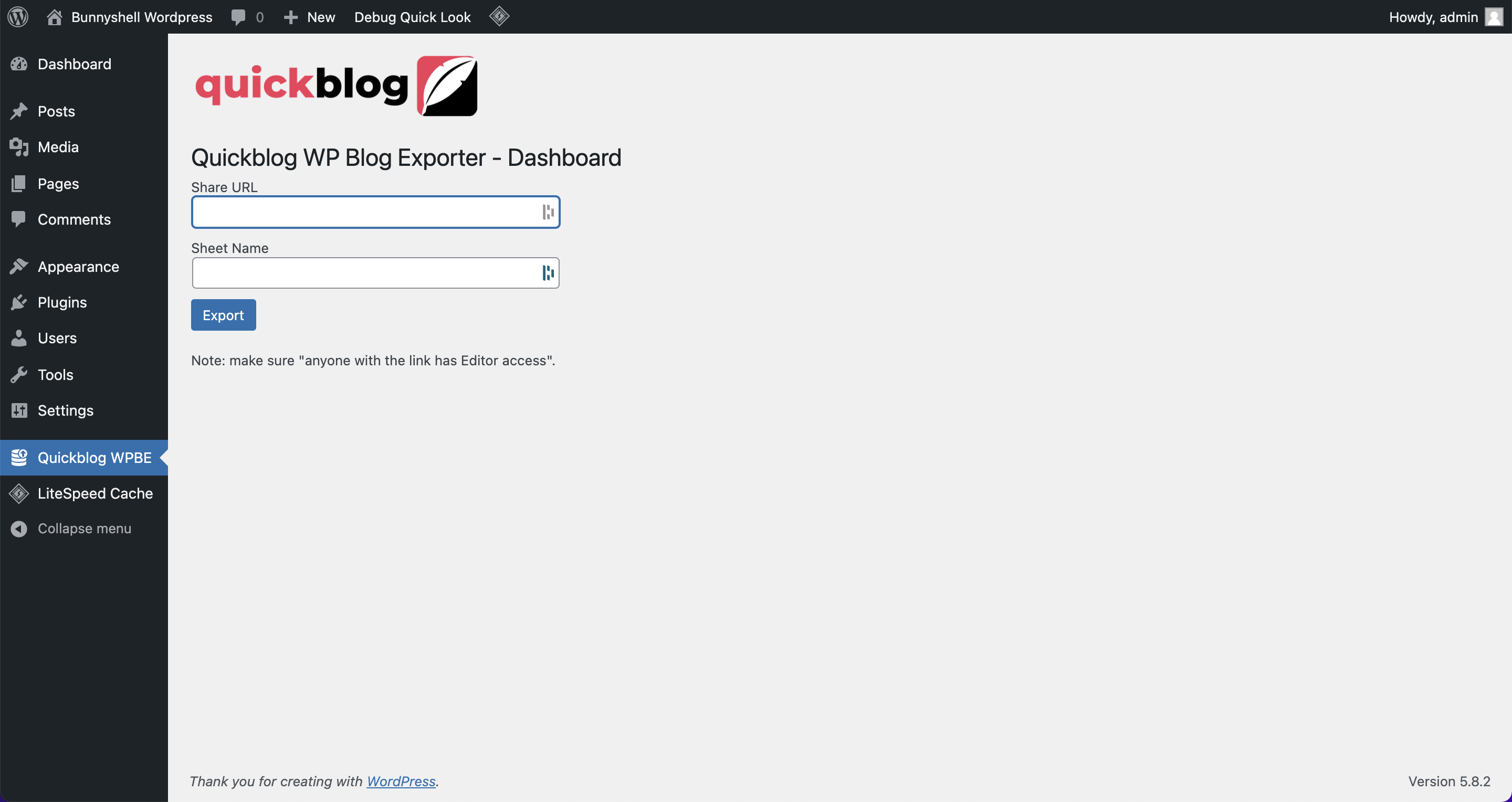 Quickblog WordPress Blog Post Exporter Dashboard Quickblog WordPress Blog Post Exporter Dashboard